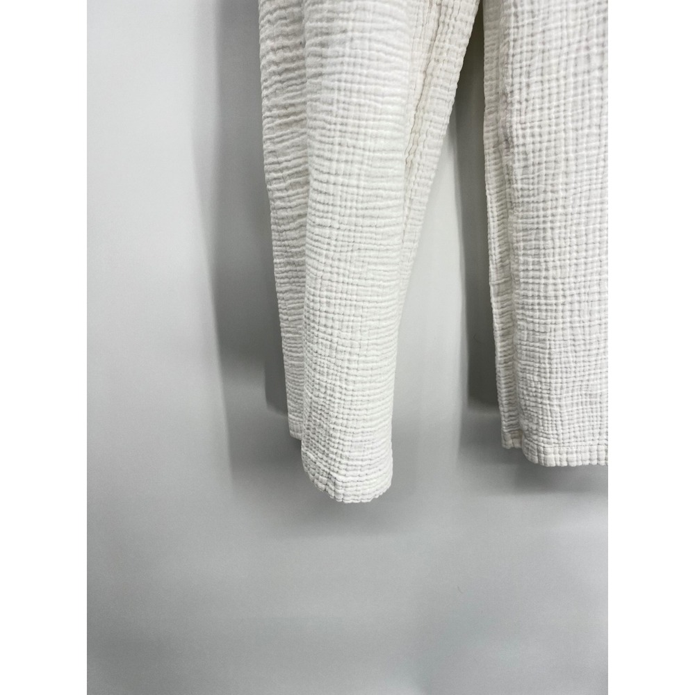 Aerie WhiteGauze Cotton Cargo Pants Elastic Waist Relaxed Wide Leg Trousers Sm - Picture 8 of 16